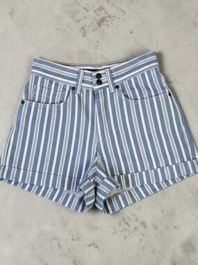 Urban Outfitters BDG 100% Cotton High Waisted Denim Striped Shorts 4 Blue #295H